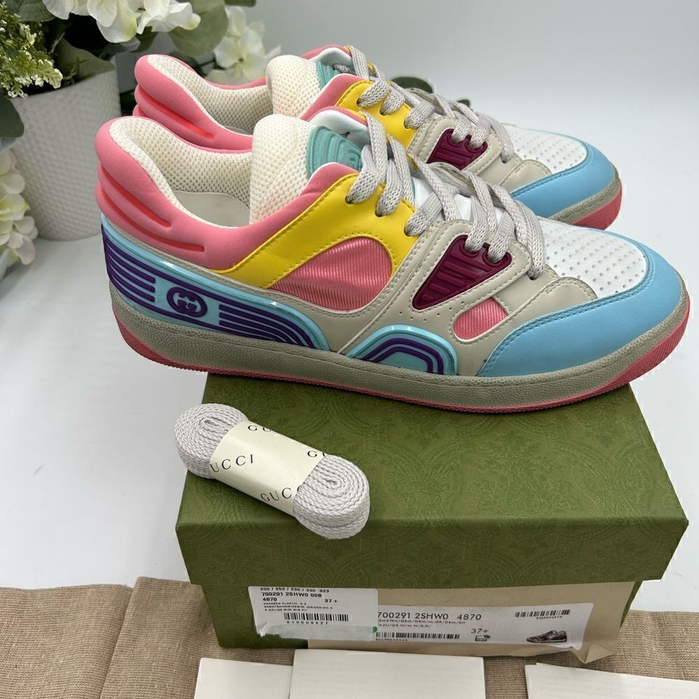 Women’s Gucci basket low top sneakers size 37.5 made in Italy. - Picture 7 of 8
